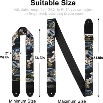 Guitar Strap with 2 Strap Locks & Strap Button, Dragon Guitar Strap Cool Designed Shoulder Strap with Suede Leather Ends for Bass, Acoustic & Electric Guitar (Black Gold Dragon) image 3
