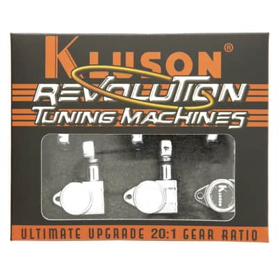 Kluson 3x3 Revolution E-Mount 90deg 20:1 ratio Tuners, Chrome image 4