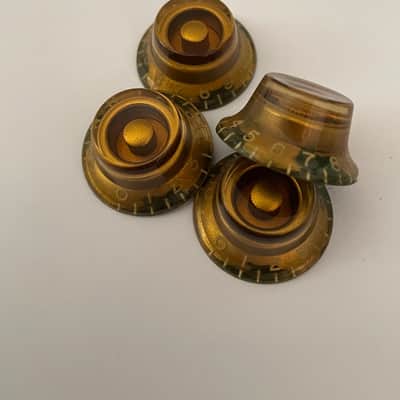Set of 4 BURST 1959 style Hand Aged CAB Gibson Les Paul Top Hat Bell knobs gold, relic, aged, Historic Les Paul 59 Parts image 3
