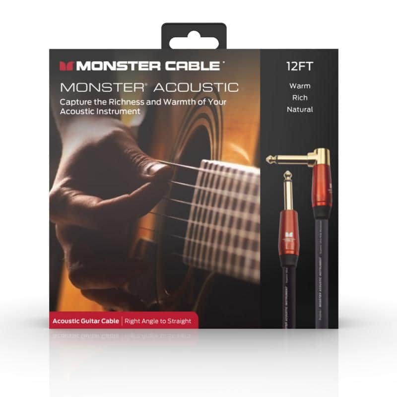 Monster Acoustic 12 ft/3.6m - angled to straight 1/4” plugs (600557) - Black image 1