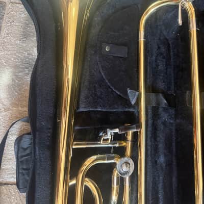 Immagine Gold color trigger trombone, With case and mouthpiece. Large bore - 3
