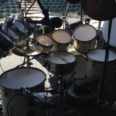 Tim "Herb" Alexander's PRIMUS, 2003 Tama Starclassic 14-Piece Drum Set White Satin image 8