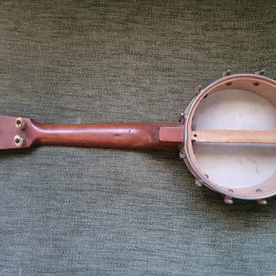 Vintage 1920s–1930s Unbranded Banjo Ukulele Banjolele 4-String Metal Pot image 9