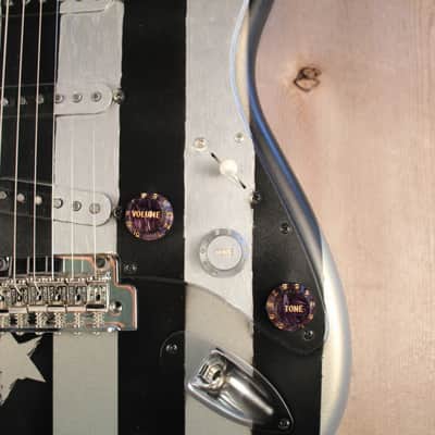 Fender Player Stratocaster Custom Art Guitar " Black N Silver Flag " image 7