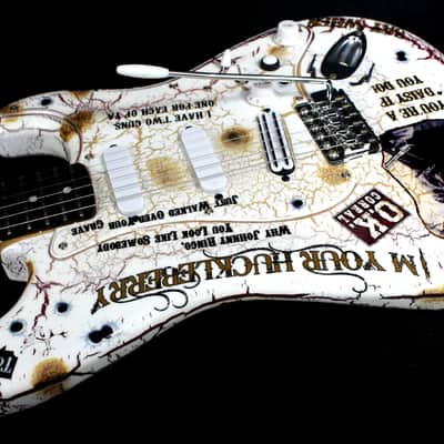 Custom Crackle Painted and Upgraded Fender Squier Strat With Graphics and Matching Headstock image 17