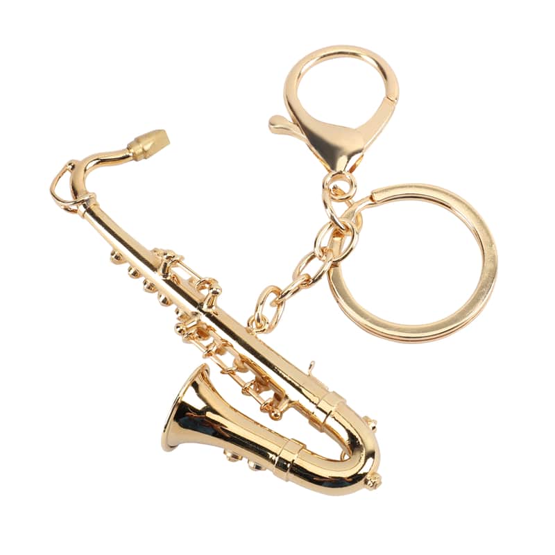 Miniature Saxophone Keychain, Tenor Sax Model Key Ring, Musical Instrument Gift for Music Lover image 1