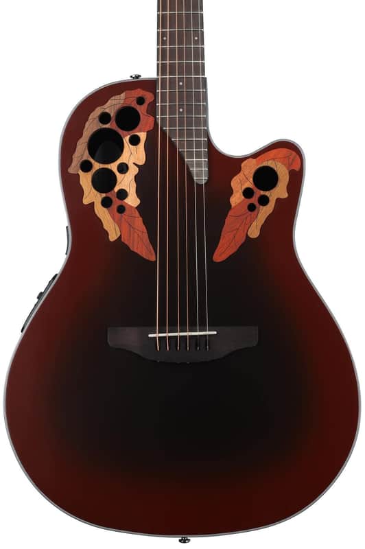 Ovation Celebrity Elite Acoustic-Electric Guitar, Reverse Red Burst (CE44-RRB-G)