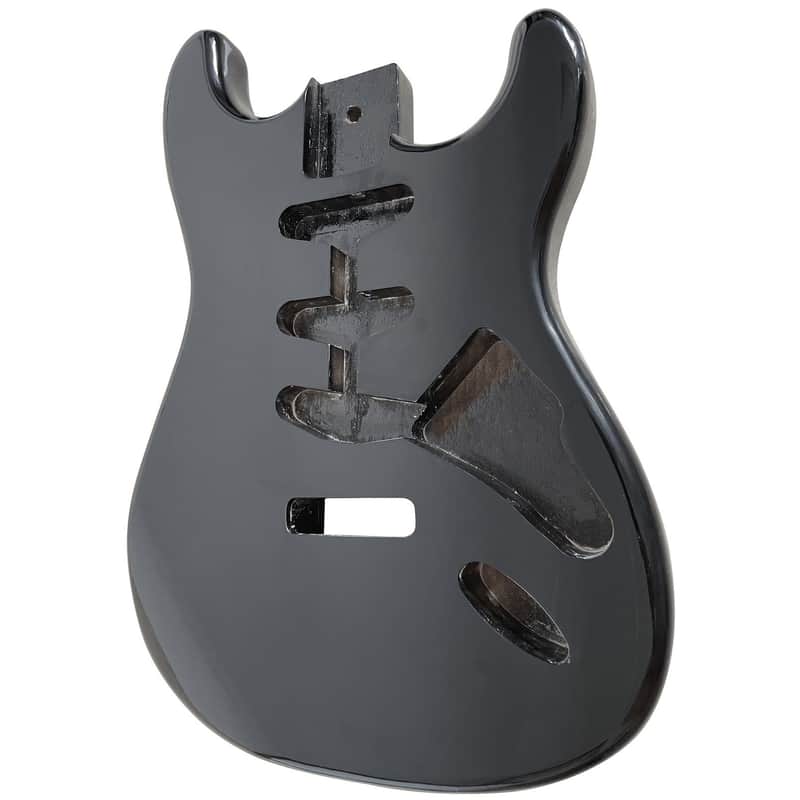 DIY ST Style Electric Guitar Body – Alder Wood – Black Gloss Finish – SSS Route image 1