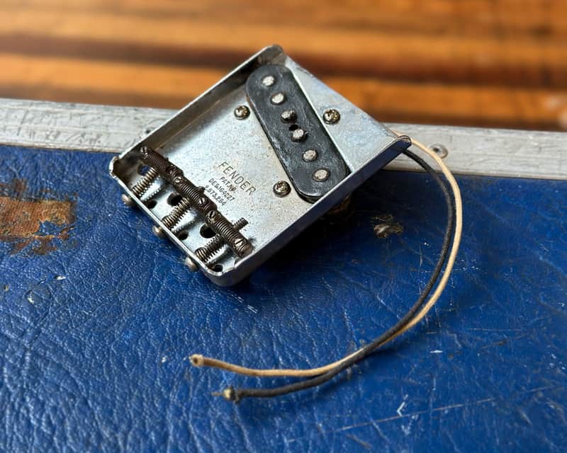 1960s Fender Telecaster Bridge Pickup & Bridge Plate - Pat No DES.164227 2,573,254 w/ Original Saddles - Top Loader & String Thru image 1