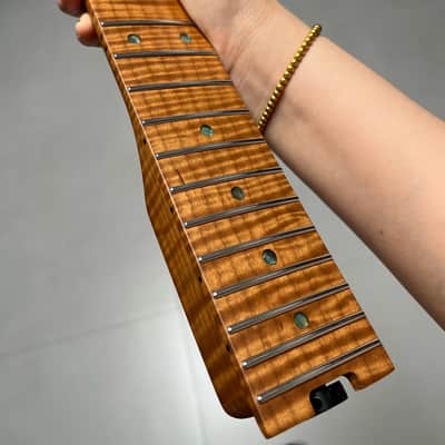 AAAAA Suhr Bone nut Roasted flame Maple Electric Guitar Neck Round stainless steel 22 frets satin Wheel truss rods 12inch image 2