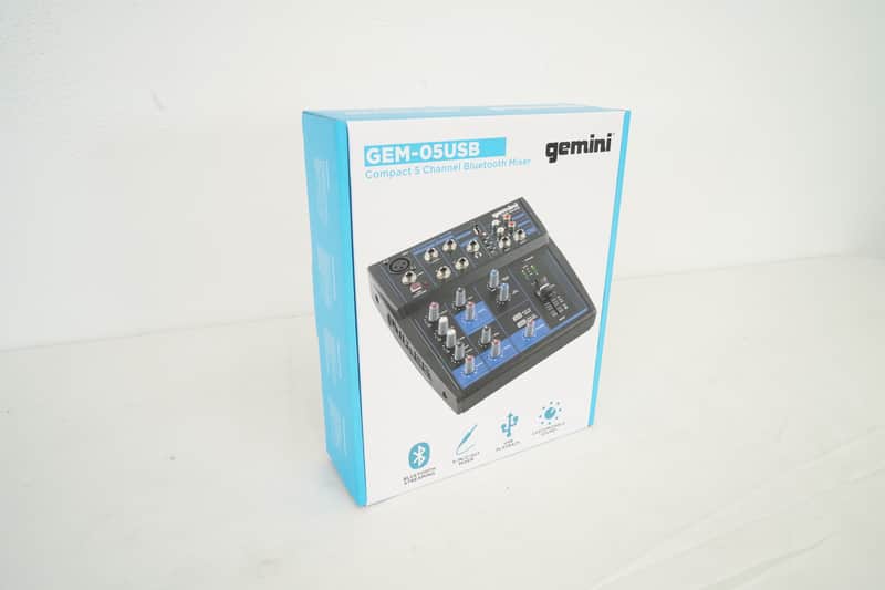 Gemini GEM-05USB Compact 5 Channel Bluetooth Mixer w/USB 5 Ins/2 Bus/2 Band EQ image 1