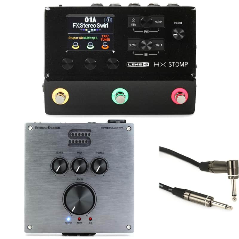 Line 6 HX Stomp Guitar Multi-effects Floor Processor and Seymour Duncan PowerStage 170 Bundle - Black image 1