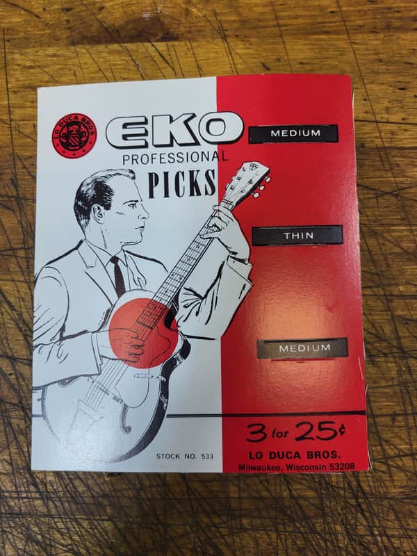 New Old Stock Vintage RARE 1965 Red EKO Professional Pick Display Card Case Candy image 1
