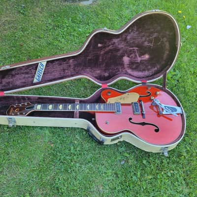 1957 Gretsch Model 6120 Chet Atkins Hollowbody Electric Guitar Amber Red Cowboy Case Great Player & Sound image 12