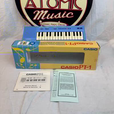 Casio PT-1 PT1 Mini Synthesizer with Box - MIJ Made In Japan - Rare Light Blue Color!