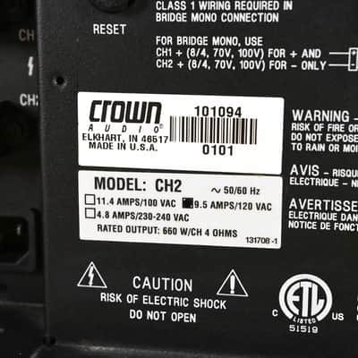 Crown CH2 Contractor Series 2-Channel Power Amplifier CG01ZM7 image 10