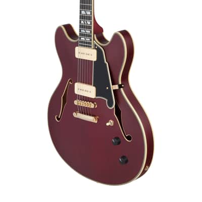 D'Angelico Deluxe DC Satin Trans Wine w/Case image 5