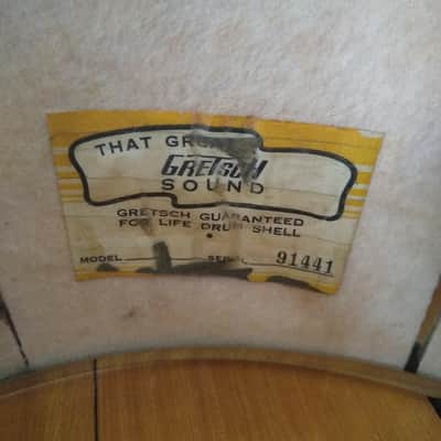 Gretsch COB 4165+Lightning Throw RARE Round Badge Snare Drum Brass+Cast Rims 60s image 9