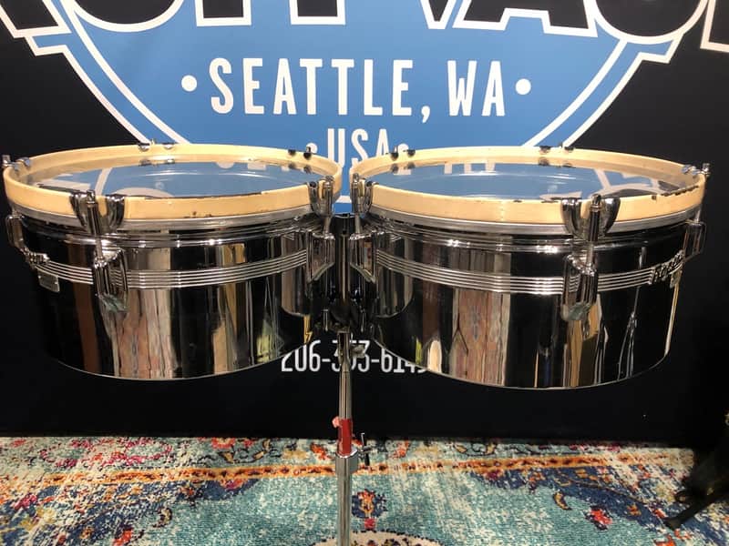 Rogers 1960s “Humberto Morales Model” 13”+14” Brass Timbales with