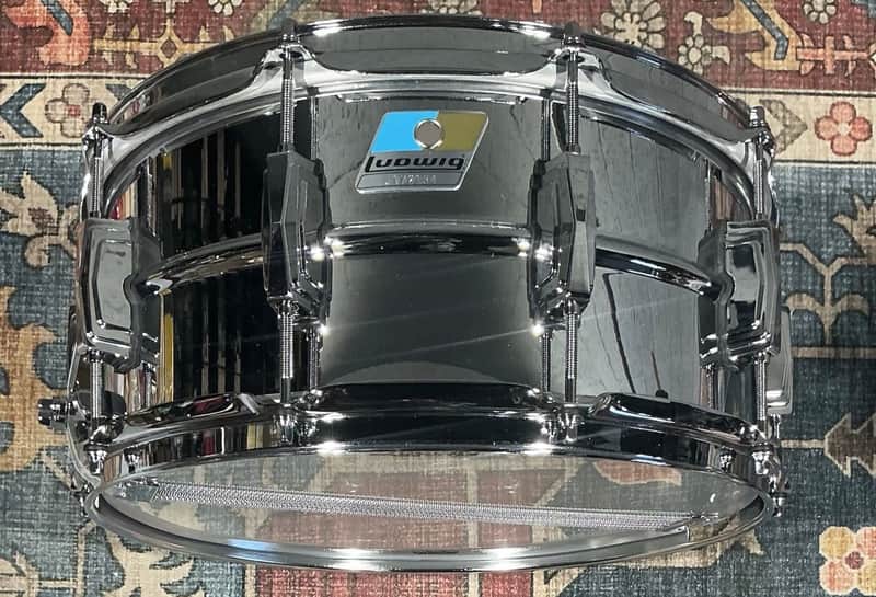 Ludwig 6.5x14" LM402BON Blue And Olive Badge Supraphonic Snare Drum image 1