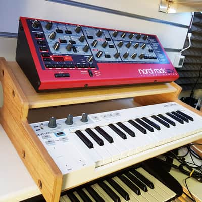 Arturia Keystep Oak Veneer Stand with Additional Shelf image 1
