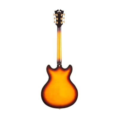 2016 D'Angelico Excel DC Semi-Hollow Electric Guitar w/Stairstep Tailpiece, Vintage Sunburst, S16006YYYY image 3