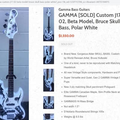 Gamma Custom J17 Beta Skull Bass. Made in The USA. image 11
