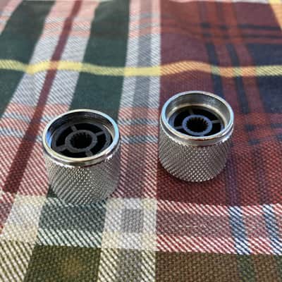 Two Large Chrome Import Precision P-Bass or Telecaster Dome Knobs, Push/Press-On image 4