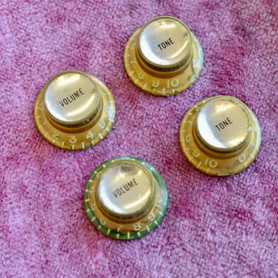 Vintage 1960s Gibson Gold Reflector Knob Set ES-335 SG Standard Custom Les Paul image 1