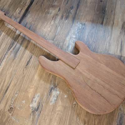 Unbranded Solid Mahogany Bass Guitar Body Neck Blank Project Unfinished image 1