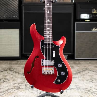 PRS S2 Vela Semi-Hollow Satin Electric Guitar - Red Apple Metallic with Gig Bag image 3