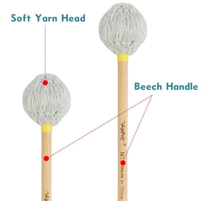 Professional Marimba Mallets -M1 Soft Yarn Heads with Beech Wood Handle Keyboard Percussion Accessories for Xylophone Glockenspiel Vibraphone with Professionals and Advanced Players image 3
