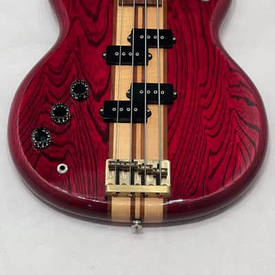 Vantage VP-795B 4 String Bass Guitar 1981 Left Hand LEFTY Transparent Red made inJapan Matsumoku image 2