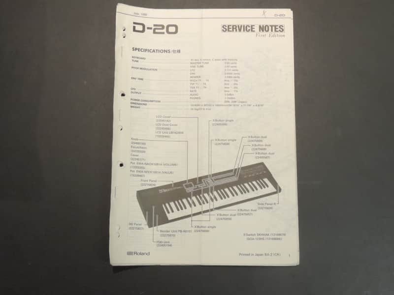 Roland D-20 Service Notes [Three Wave Music] image 1