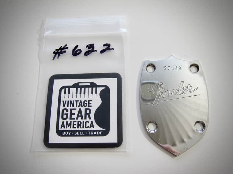 Fender Neck Plate USA Acoustics Authentic Vintage Guitar Part Circa-1964-1971-Chrome image 1