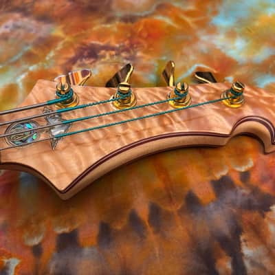 Alembic Dragon Wing Deluxe 5A Quilted Maple LED's 4 String Bass guitar 34" Scale image 10