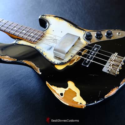 Fender Standard Jazz Bass 60s Pickups Black Aged Relic image 10