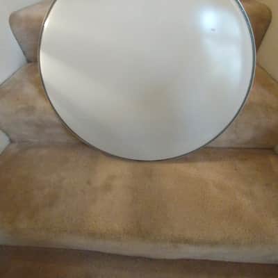 Ludwig Script logo 22 inch bass drum resonant front head with 1960s Ludwig logo mint condition image 1