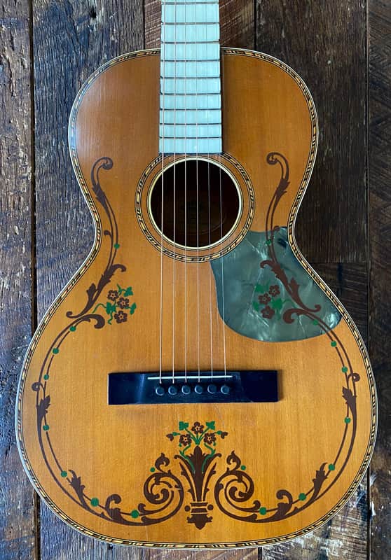 1930s Regal Decalcomania Pearloid Parlor Guitar - Beauty! image 1