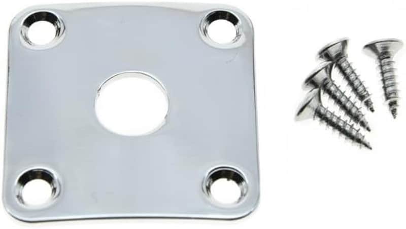 Chrome Metal Curved Bottom Jack Plate Curved Base Square Jackplate for Les Paul LP Guitars image 1