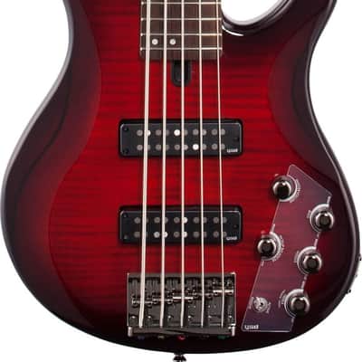 Yamaha TRBX605FM 5-String Bass Guitar, Rosewood Fingerboard, Dark Red Burst image 2