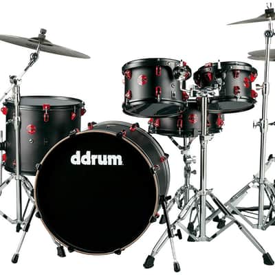 ddrum Hybrid 5 Kit 5-piece Acoustic/Electric Drum Set - Black with Red Hardware image 1