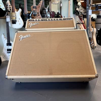 Fender Bandmaster 1963 - White Tolex Oxblood Panel Piggyback image 8