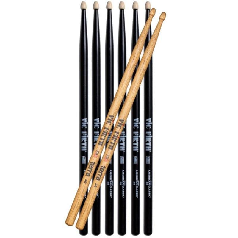 Vic Firth American Classic 5B Drumsticks w/Black Finish, 4-Pair Value Pack image 1