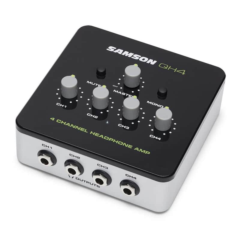 Samson QH4 4-Channel Studio Headphone Amplifier,Black/Silver image 1