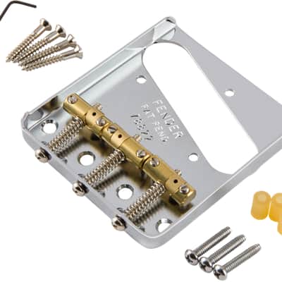 Fender 3-Saddle American Vintage "Hot Rod" Telecaster Bridge Assembly with Compensated Brass Saddles Nickel image 2