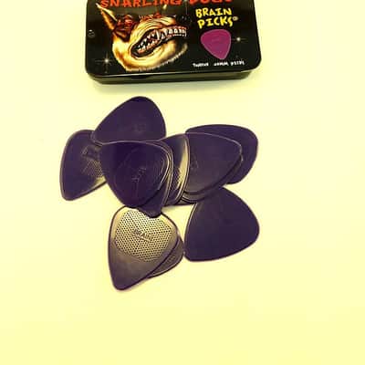 Snarling Dog Guitar Picks Tin Brain Picks 12 Picks With Tin .60mm Purple image 1