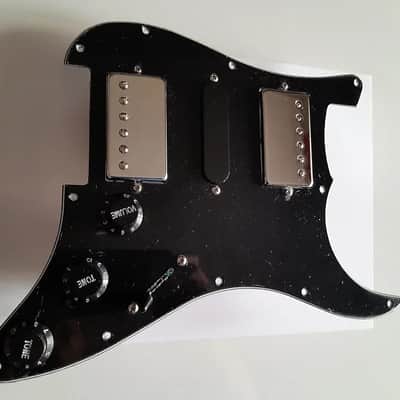 Handmade prewired HSH neodymium Strat pickguard with HB split switch TR BL and mid PU cutoff switch. PAF style HB's. image 8