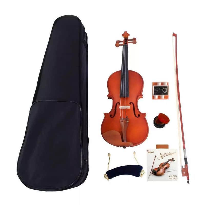 4/4 Size Violin Fiddle Complete Set with Case, Bow, Rosin, Shoulder Rest, Strings & Tuner – Perfect for Beginners & Enthusiasts image 1