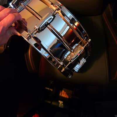 Ludwig "Supraluxe" Chrome Over Brass 8-Lug Snare Drum w/COB Hoops - DCP Exclusive! image 2